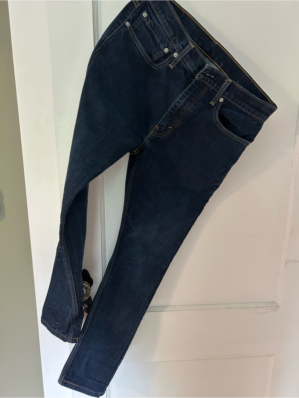 Levi's Indigo Blue Denim Jeans with Tan Leather Patch
